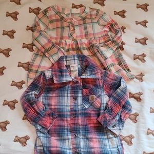 2 flannel tops